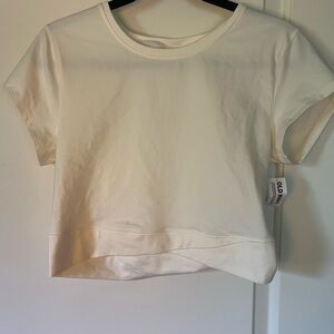 Old Navy Cream Crop T-Shirt with Short Sleeves